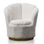 Lounge Chair - White synthetic wool Fabric with Brass Gold Base