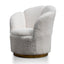 Lounge Chair - White synthetic wool Fabric with Brass Gold Base