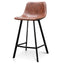 65cm Bar Stool - Cinnamon Brown PU Leather (Set of 2)