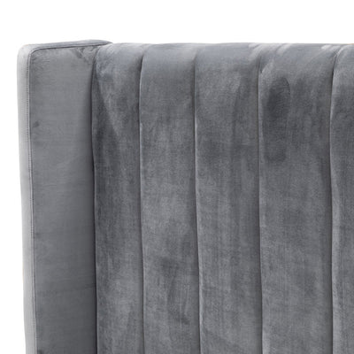 King Bed Frame - Wide Base in Charcoal Velvet