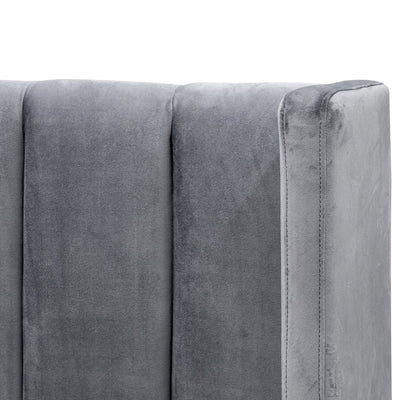 King Bed Frame - Wide Base in Charcoal Velvet