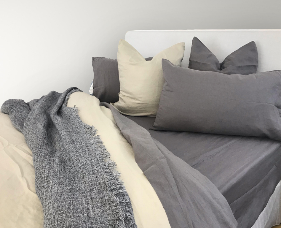 Linen Queen Sheets Charcoal