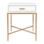 Nessa White Bedside Table - Gold