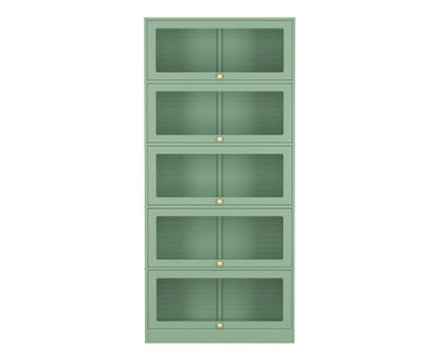 ArtissIn Buffet Sideboard Cupboard Cabinet Storage Mesh Doors Metal Green ELIA