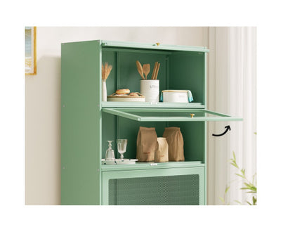 ArtissIn Buffet Sideboard Cupboard Cabinet Storage Mesh Doors Metal Green ELIA