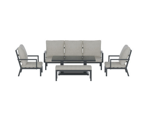 Gardeon 5-Piece Outdoor Furniture Setting Table Chair Set Aluminium Sofa 7-Seater