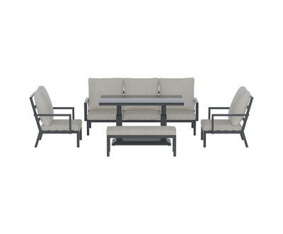 Gardeon 5-Piece Outdoor Furniture Setting Table Chair Set Aluminium Sofa 7-Seater