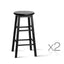 Artiss Set of 2 Beech Wood Backless Bar Stools - Black