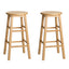 Set of 2 Beech Wood Backless Bar Stools - Natural