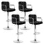 Set of 4 Bar Stools Gas lift Swivel Armrests - Steel and Black