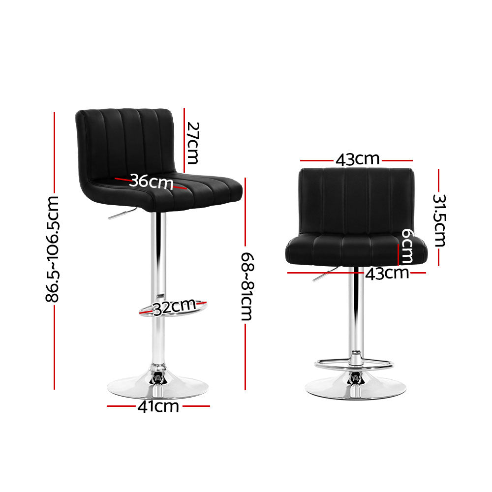 Artiss Set of 2 Line Style PU Leather Bar Stools - Black