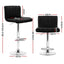 Set of 4 Line Style PU Leather Bar Stools - Black