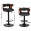 Set of 2 Bar Stools Kitchen Wooden Gas Lift Leather Stool Metal Black Barstools