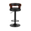 Set of 2 Bar Stools Kitchen Wooden Gas Lift Leather Stool Metal Black Barstools