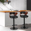 Set of 2 Bar Stools Kitchen Wooden Gas Lift Leather Stool Metal Black Barstools