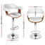 Set of 2 Wooden PU Leather Bar Stool - White and Chrome