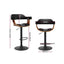 Artiss 1 x Wooden Bar Stools Kitchen Swivel Gas Lift Bar Stool Chairs Leather Black