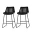 Set of 2 Bar Stools Kitchen Metal Bar Stool Dining Chairs PU Leather Black