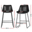 Set of 2 Bar Stools Kitchen Metal Bar Stool Dining Chairs PU Leather Black