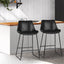 Set of 2 Bar Stools Kitchen Metal Bar Stool Dining Chairs PU Leather Black