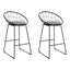 Set of 2 Bar Stools Steel Fabric - Grey and Black