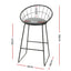 Set of 2 Bar Stools Steel Fabric - Grey and Black