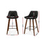 Artiss 2x Kitchen Bar Stools Wooden Stool Chairs Bentwood Barstool Leather Black