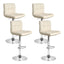 Set of 4 PU Leather Gas Lift Bar Stools - Beige