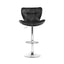 Set of 4 PU Leather Patterned Bar Stools - Black and Chrome