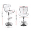 Set of 4 PU Leather Patterned Bar Stools - White and Chrome