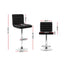 Artiss 2x Leather Bar Stools ARNE Swivel Bar Stool Kitchen Chairs Black Gas Lift Black