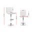 Artiss 2x Leather Bar Stools ARNE Swivel Bar Stool Kitchen Chairs White Gas Lift White