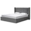 Queen Bed Frame - Wide Base in Charcoal Velvet