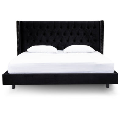 King Bed Frame - Black Velvet