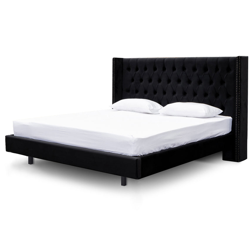 King Bed Frame - Black Velvet