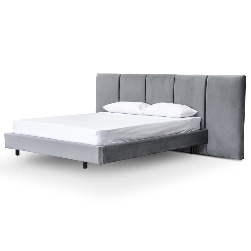 King Bed Frame - Charcoal Velvet