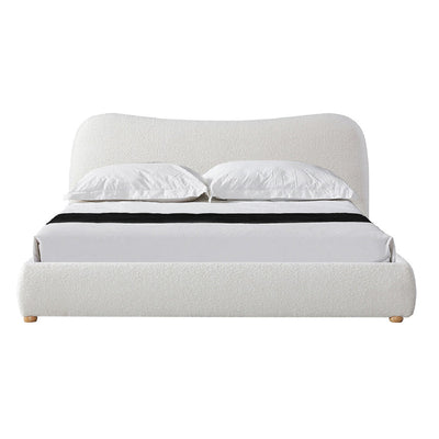 King Bed Frame - Cream White Boucle