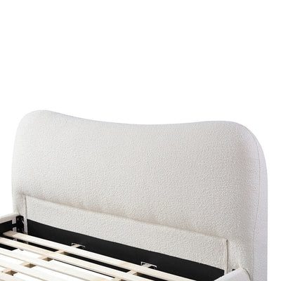 King Bed Frame - Cream White Boucle