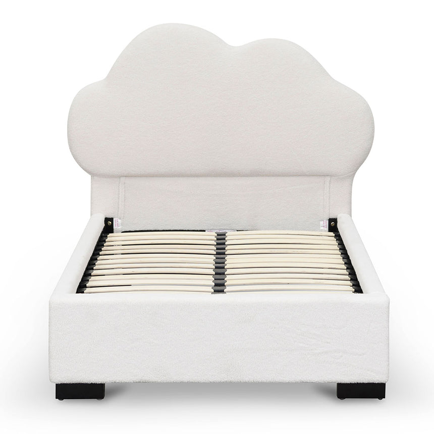 Single Bed Frame - Beige White Fleece