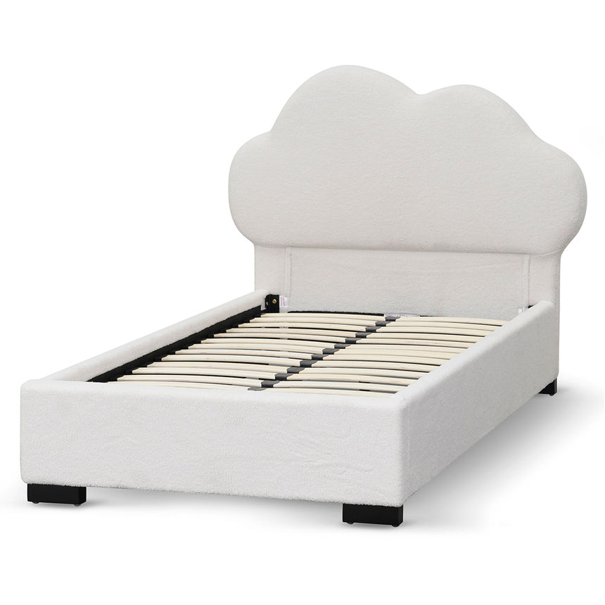 Single Bed Frame - Beige White Fleece