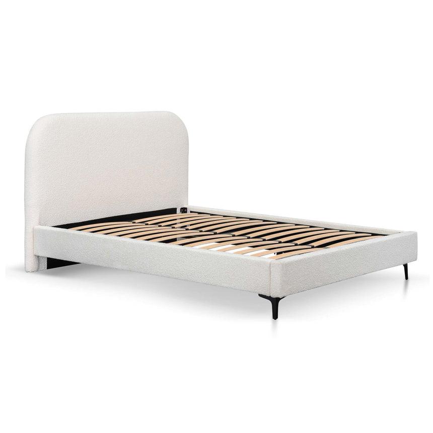 King Bed Frame - Cream White