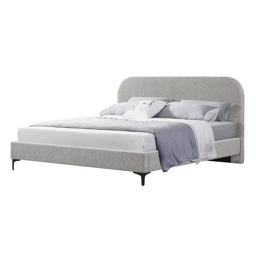 King Bed Frame - Sand Boucle