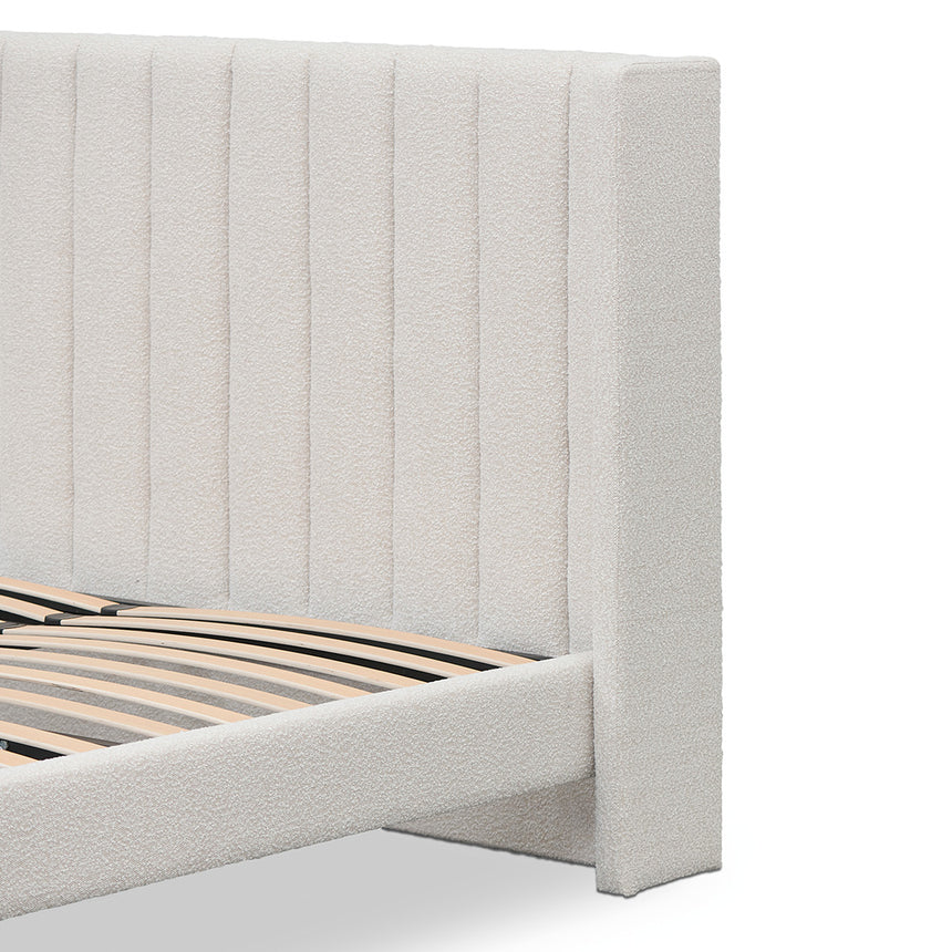 King Sized Bed Frame - Snow Boucle