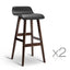 Artiss Set of 2 PU Leather and Wood Bar Stool - Black