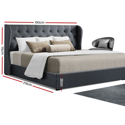 Artiss King Size Gas Lift Bed Frame - Charcoal