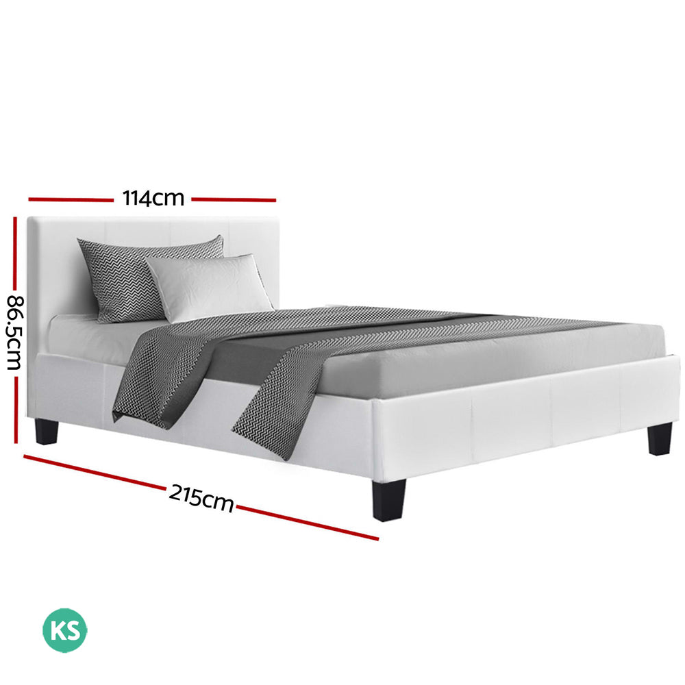 Artiss Neo Bed Frame PU Leather - White King Single