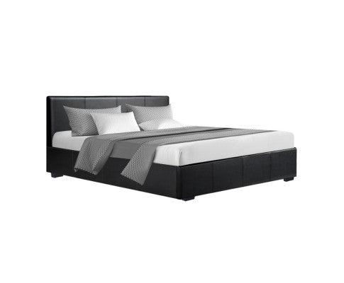 Artiss Bed Frame Queen Size Gas Lift Black NINO