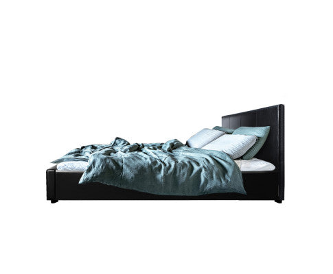 Artiss Bed Frame Queen Size Gas Lift Black NINO