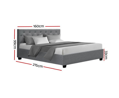 Artiss Bed Frame Queen Size Gas Lift Grey VILA