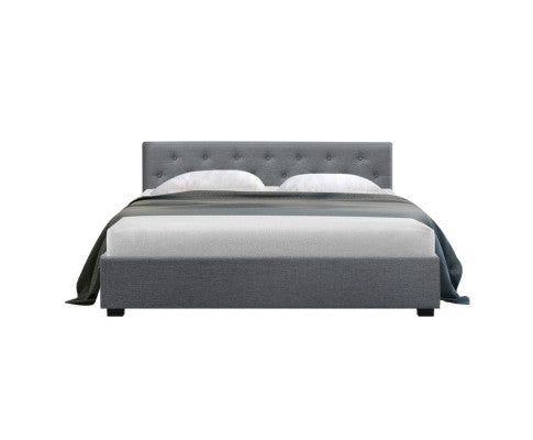 Artiss Bed Frame Queen Size Gas Lift Grey VILA